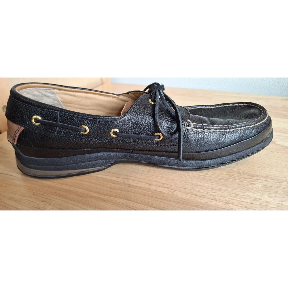 Sperry Gold Cup ASV Boat Shoes Black Leather Men's 15M 2 Eye Comfort Loafers